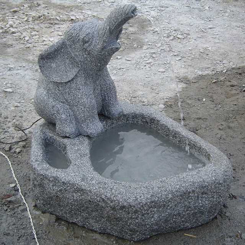 Grey Granite Elephant Basin Fountain height 24" (60cm)