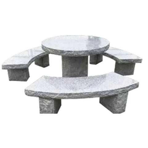 Grey Granite Table with 3 Seats 30" (75cm) diameter
