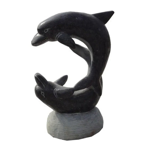 Black Granite Dolphin Statue 35" (90cm)